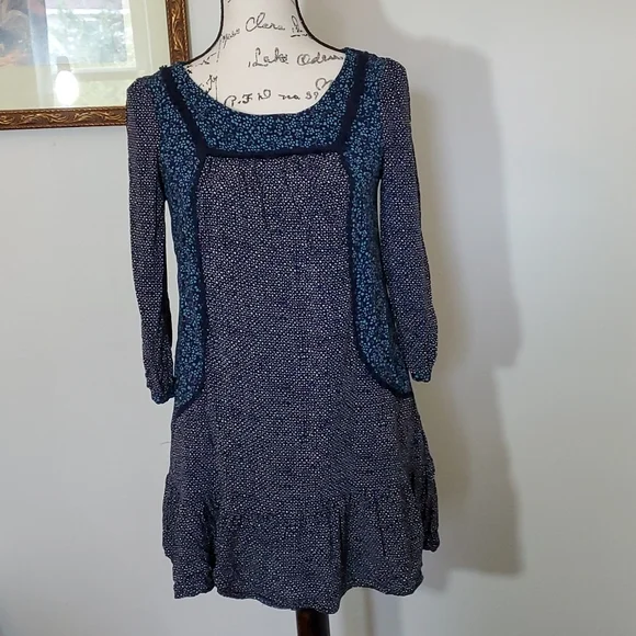 Anthropologie | Dresses | Holding Horses Blue Mixed Print Dress | Poshmark
